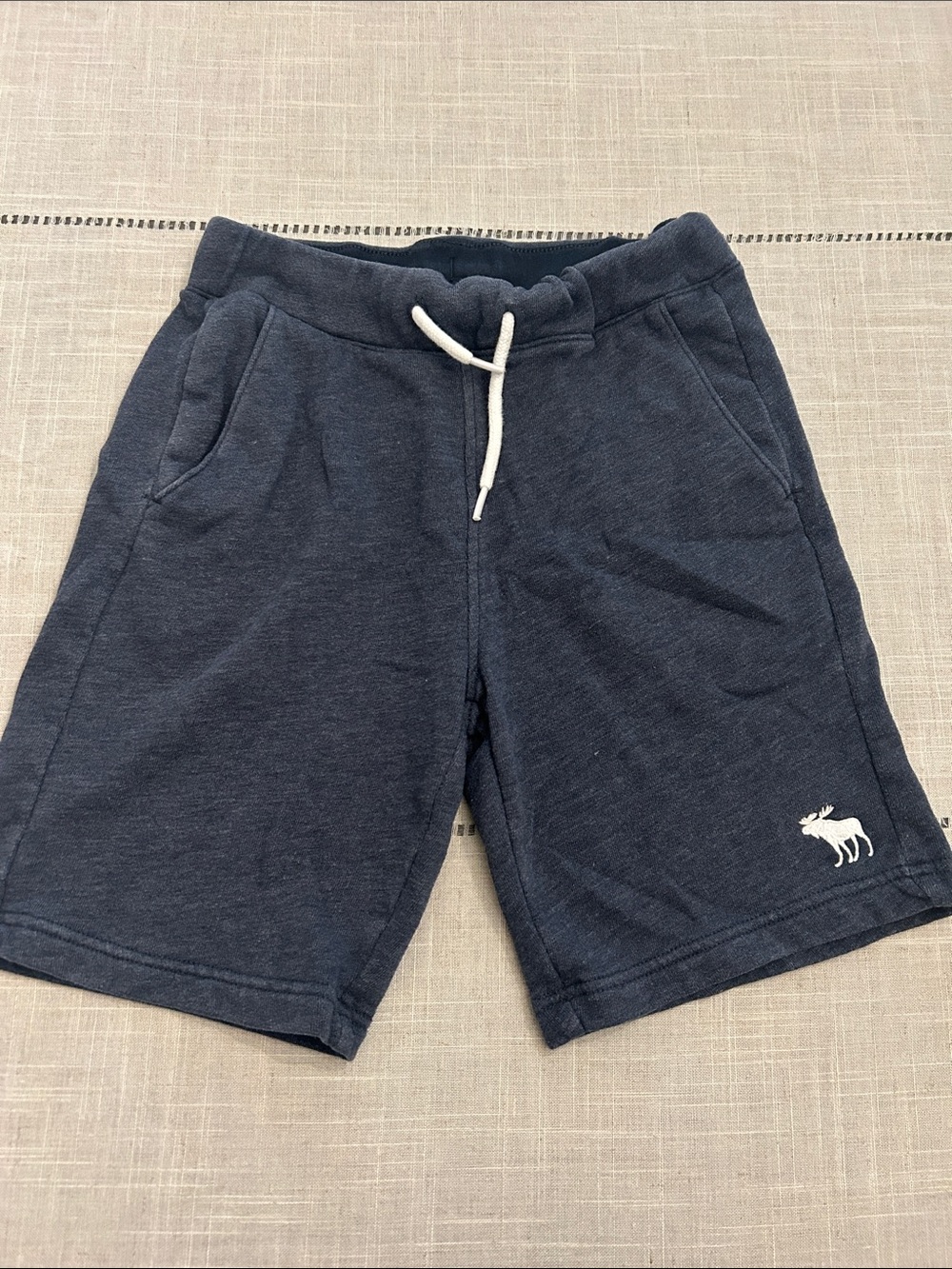 abercrombie kids Navy Shorts with White Drawstring & Moose Logo